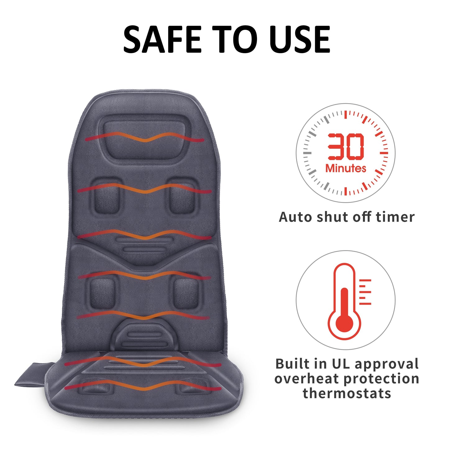 Heated Vibration Massage Seat Cushion for Back and Chair
