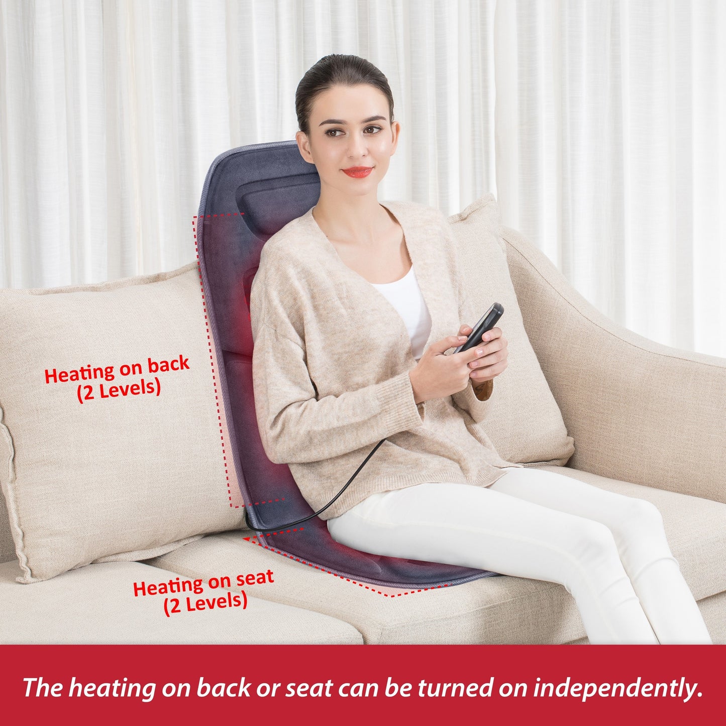 Heated Vibration Massage Seat Cushion for Back and Chair