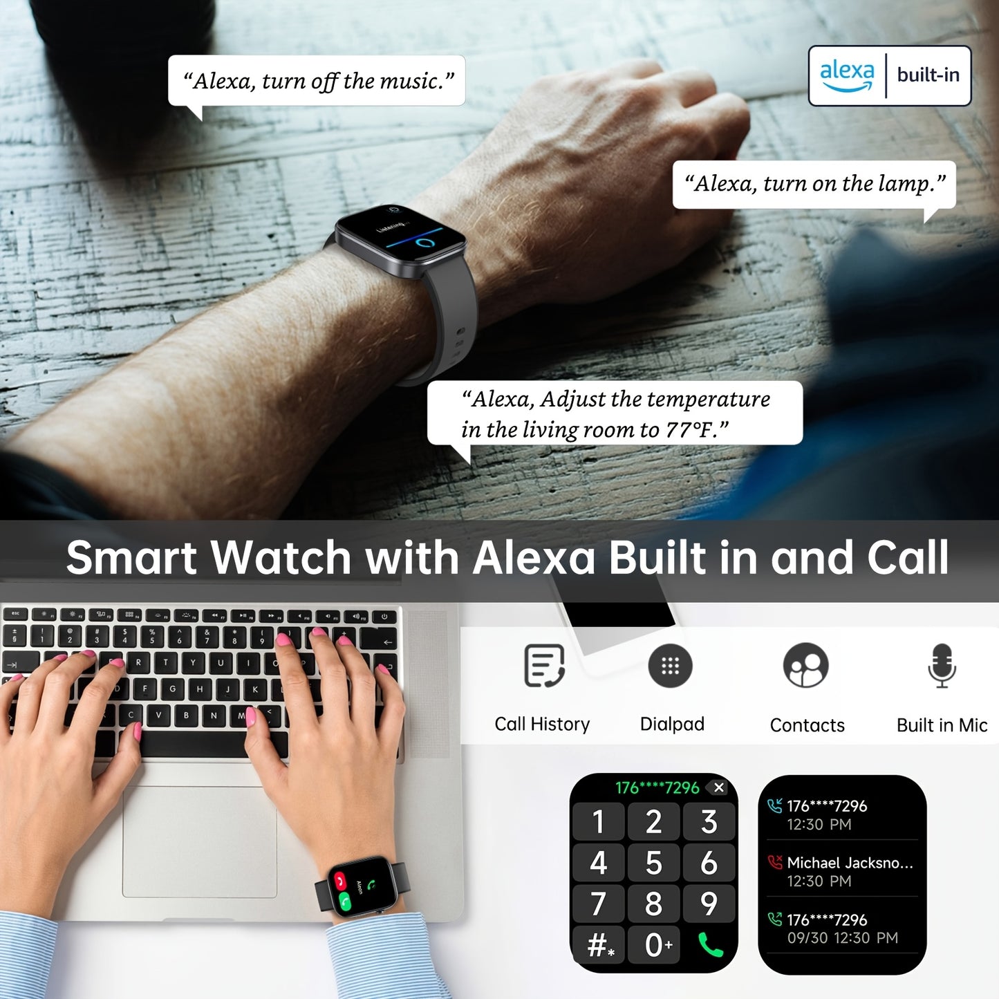 Rechargeable USB Powered Portable Smartwatch Battery Life