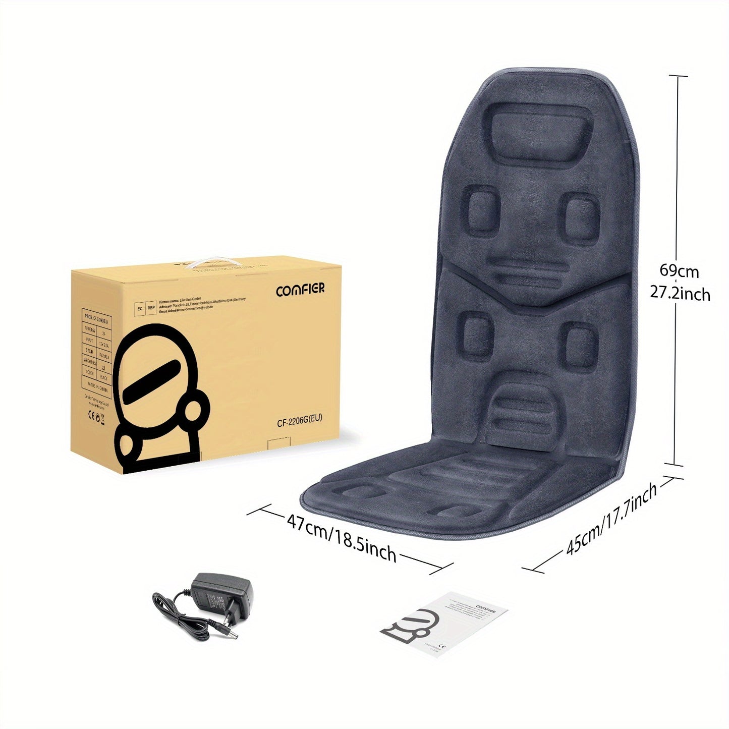 Heated Vibration Massage Seat Cushion for Back and Chair