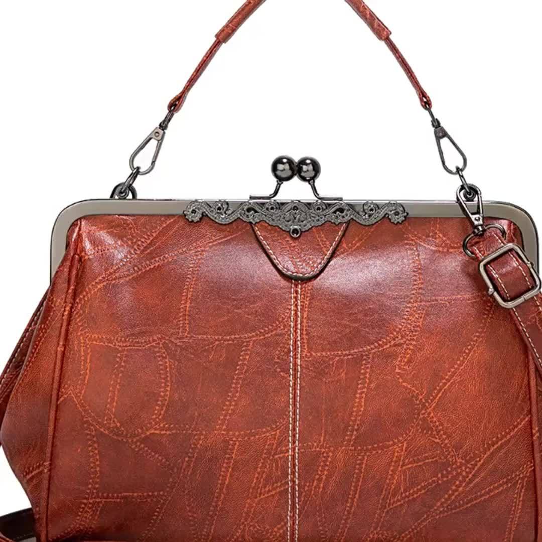 Vintage Red Wristlet with Kiss Lock