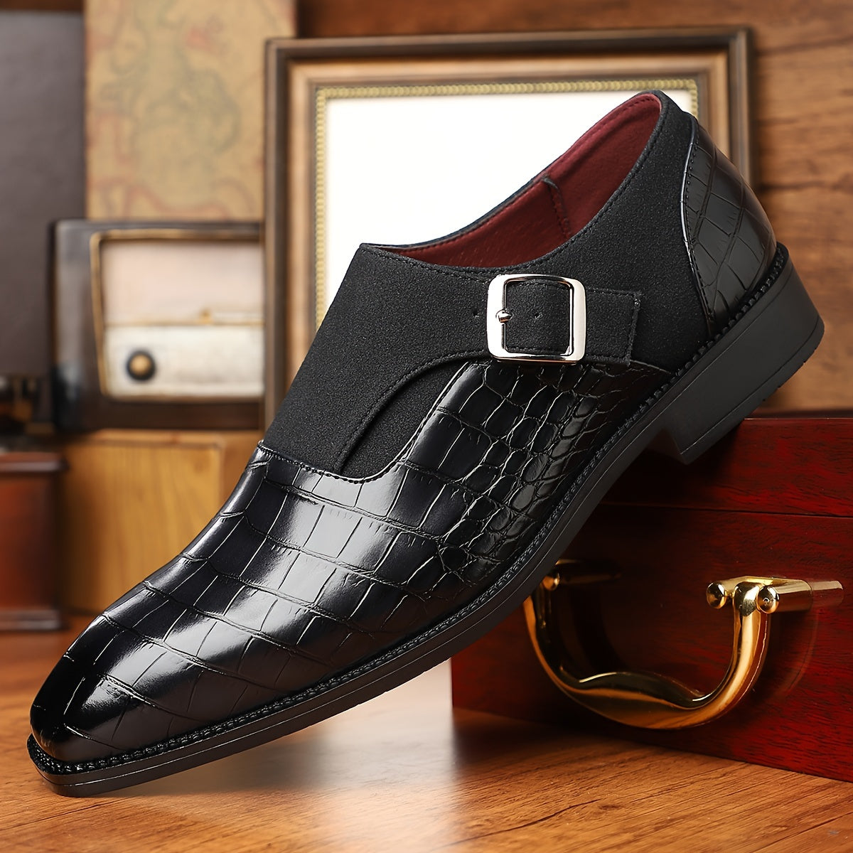 Mens Business Casual Derby Shoes With Breathable PU Upper