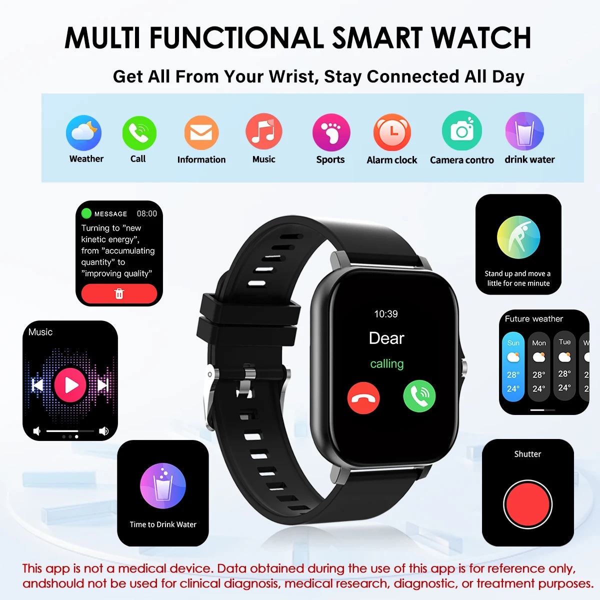 Smart Fitness Watch with Call and Message Alerts
