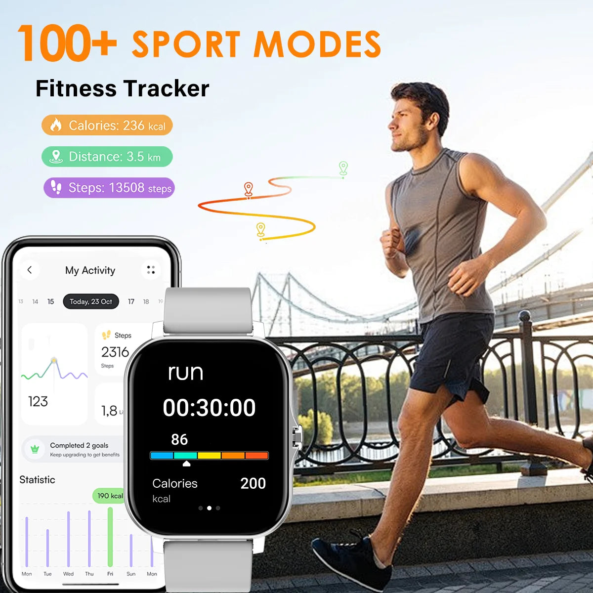 Smart Fitness Watch with Call and Message Alerts
