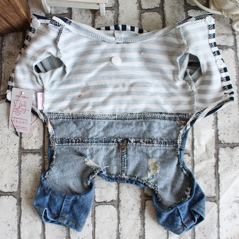 BookerBoutique25 Pet Denim Jumpsuit For Dogs Hoodies Jacket