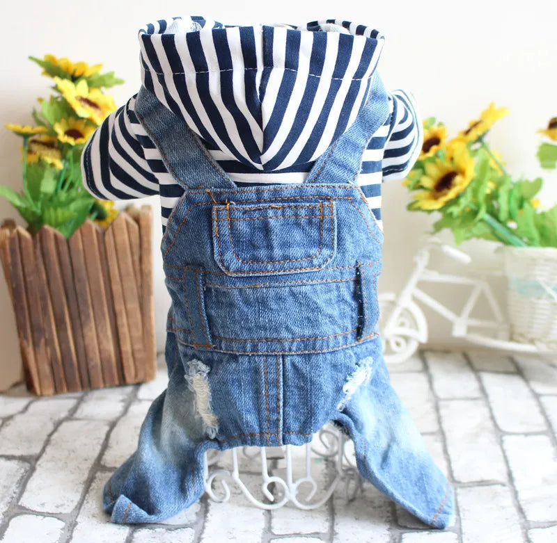 BookerBoutique25 Pet Denim Jumpsuit For Dogs Hoodies Jacket