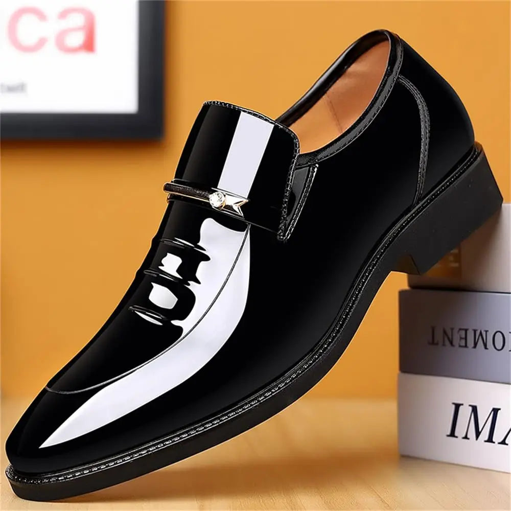 BookerBoutique25 Mens Formal Oxford Slip Ons High Gloss