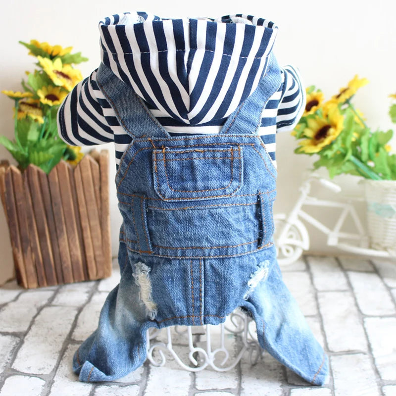 BookerBoutique25 Pet Denim Jumpsuit For Dogs Hoodies Jacket