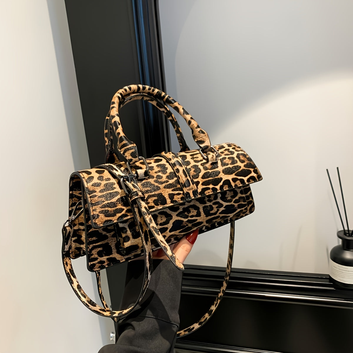 Brown Leopard Wristlet