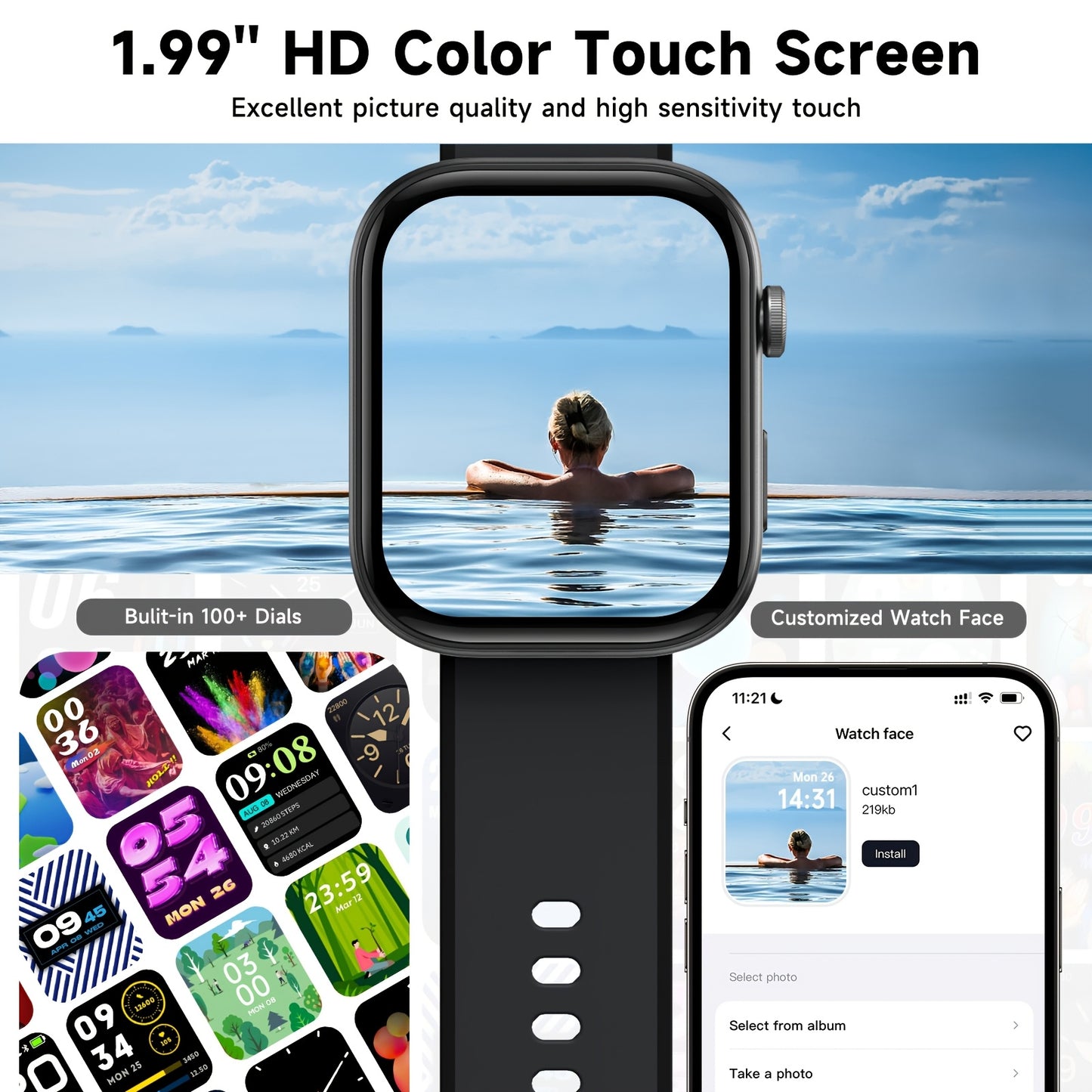 Rechargeable USB Powered Portable Smartwatch Battery Life