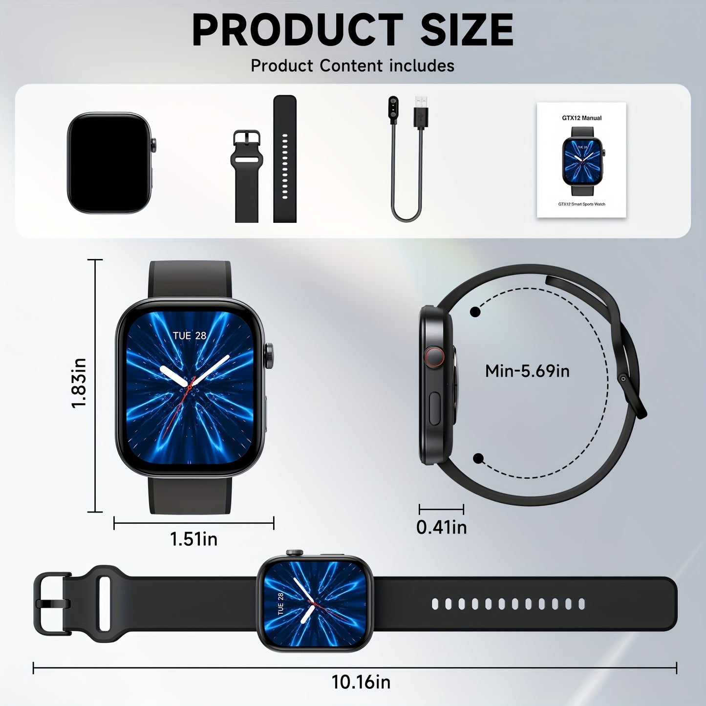 Rechargeable USB Powered Portable Smartwatch Battery Life