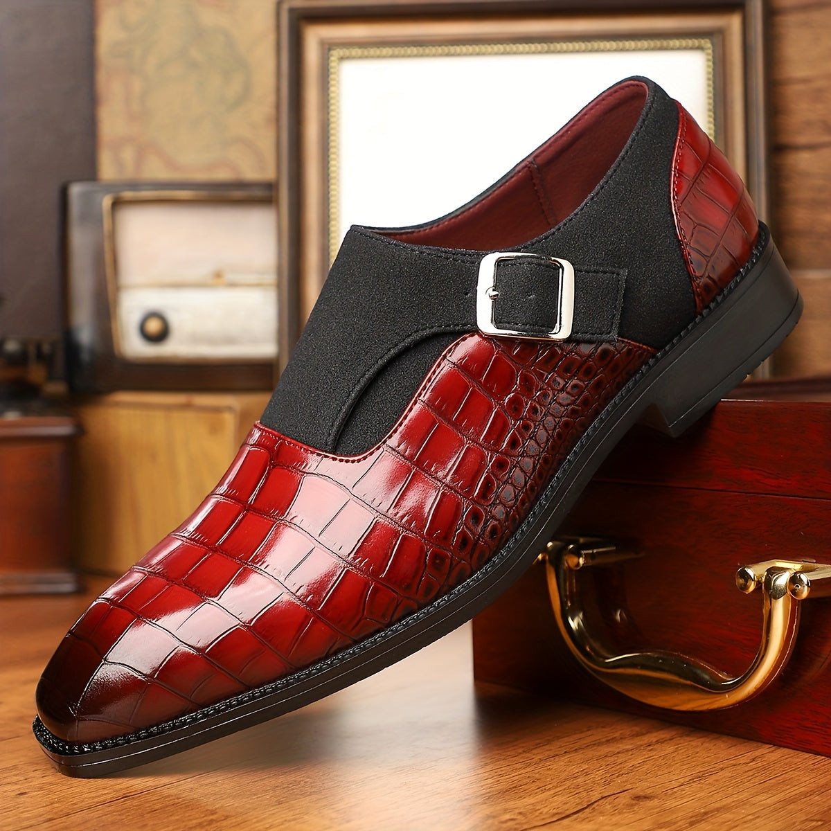 Mens Business Casual Derby Shoes With Breathable PU Upper