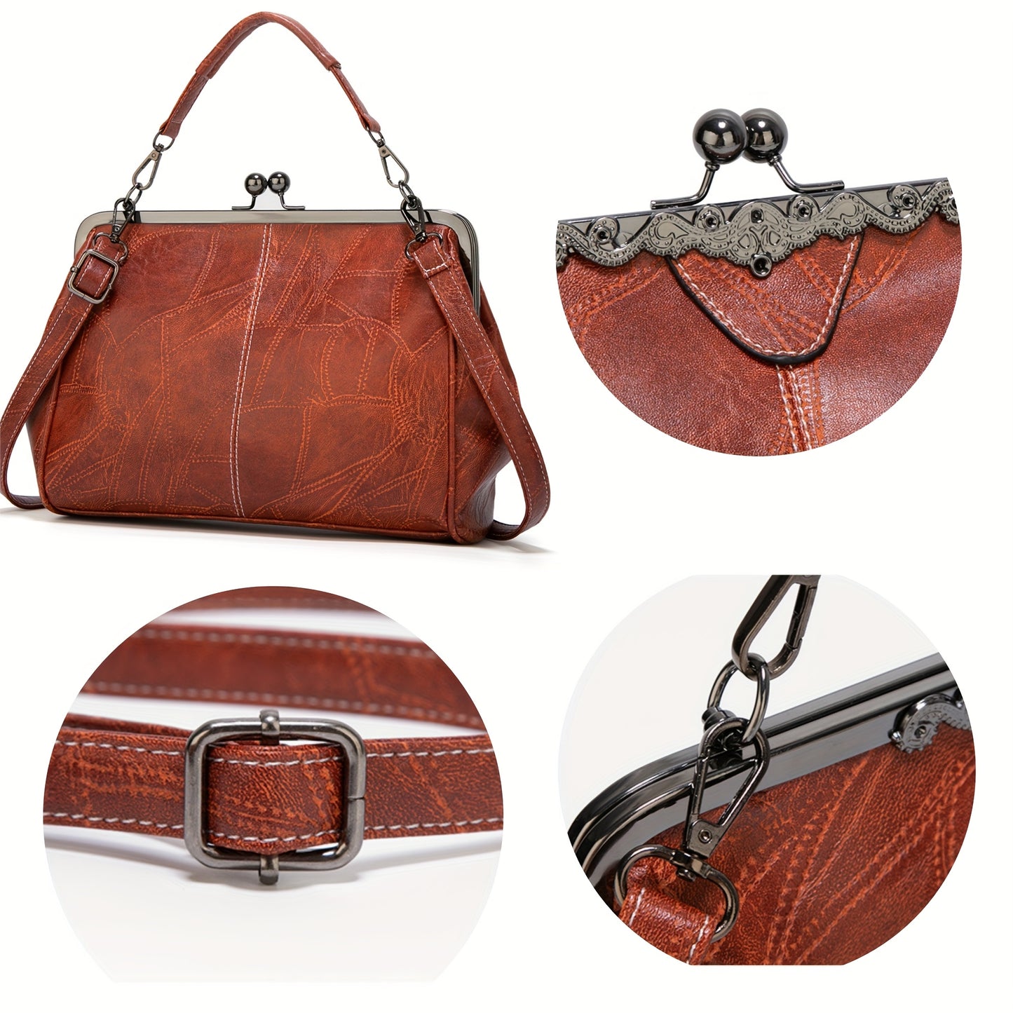 Vintage Red Wristlet with Kiss Lock