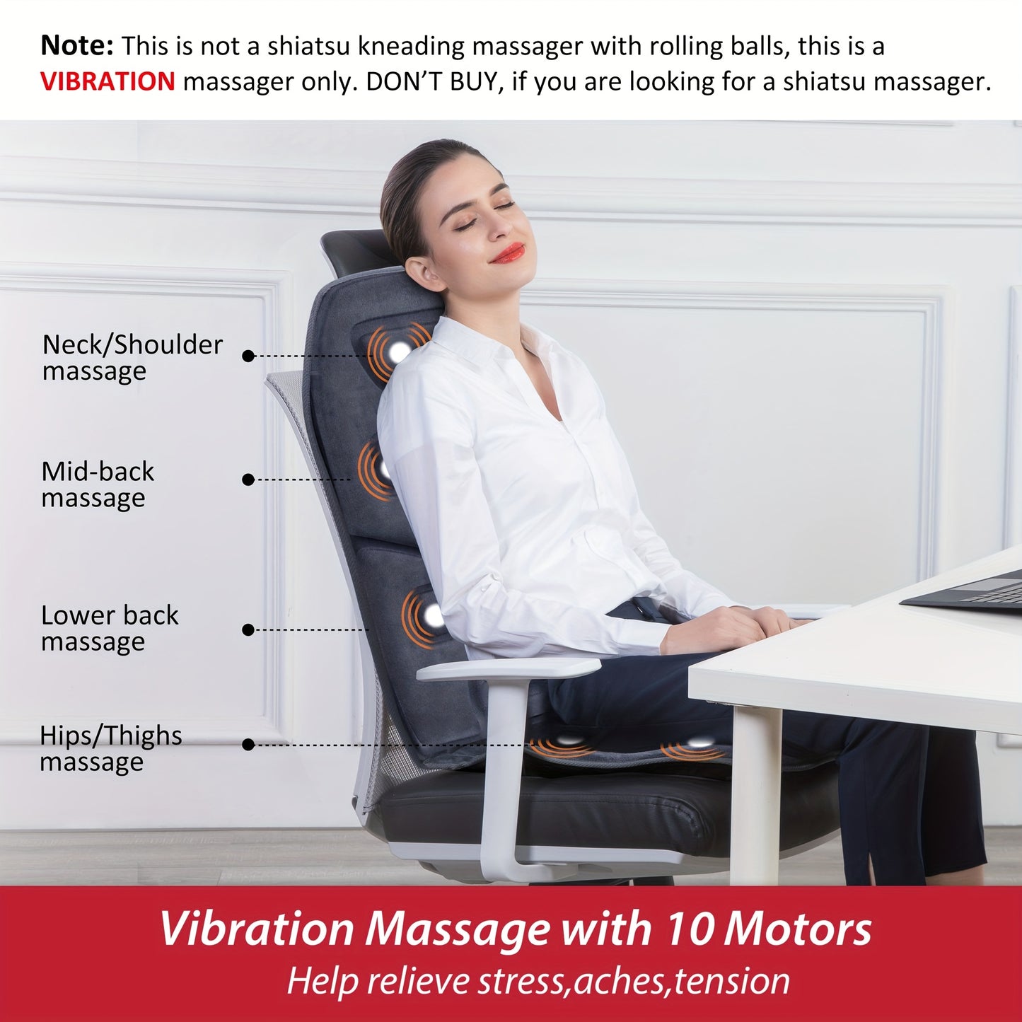 Heated Vibration Massage Seat Cushion for Back and Chair