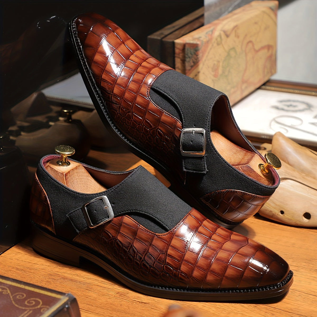 Mens Business Casual Derby Shoes With Breathable PU Upper