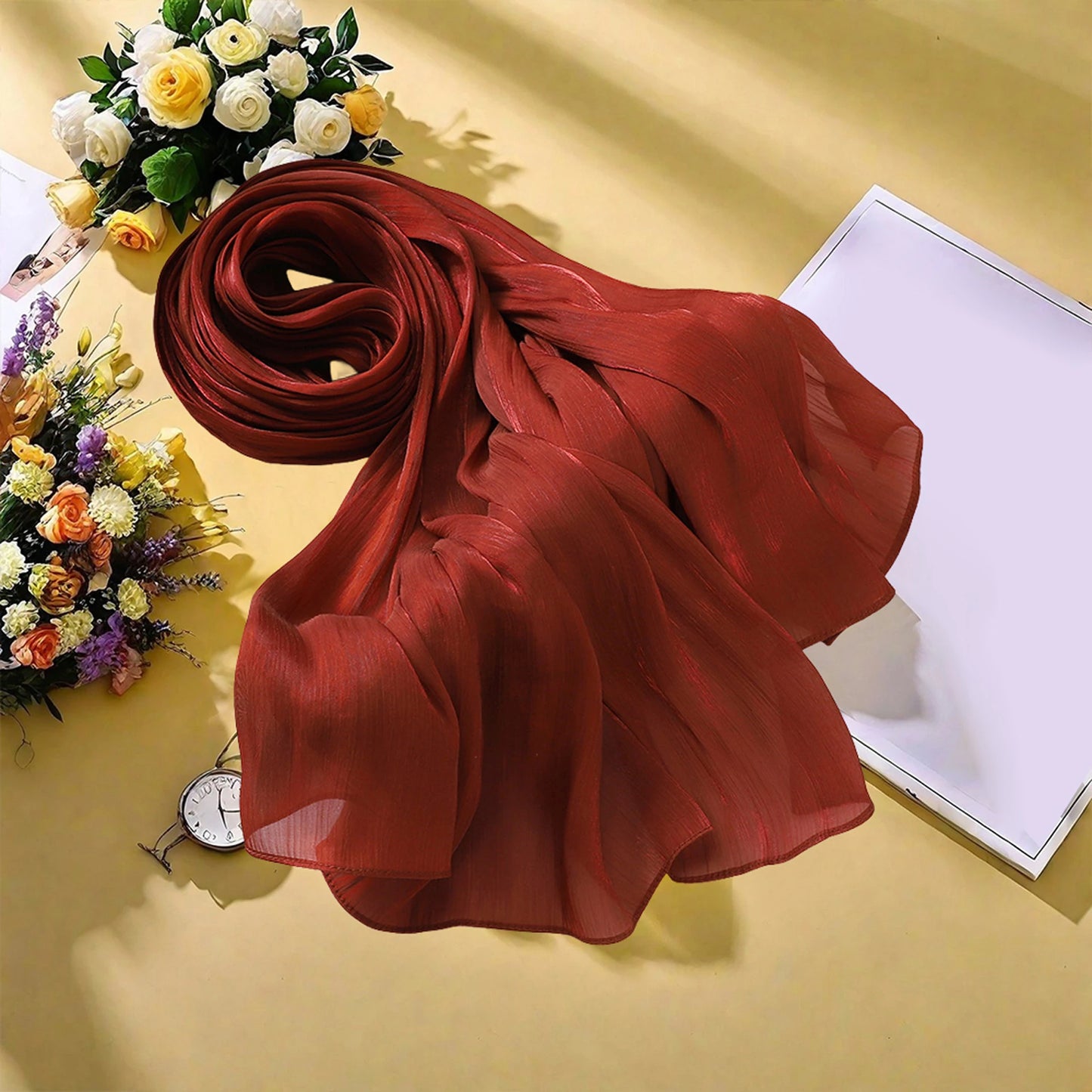 BookerBoutique25 Elegant Satin Headscarf Floral Print Hijab