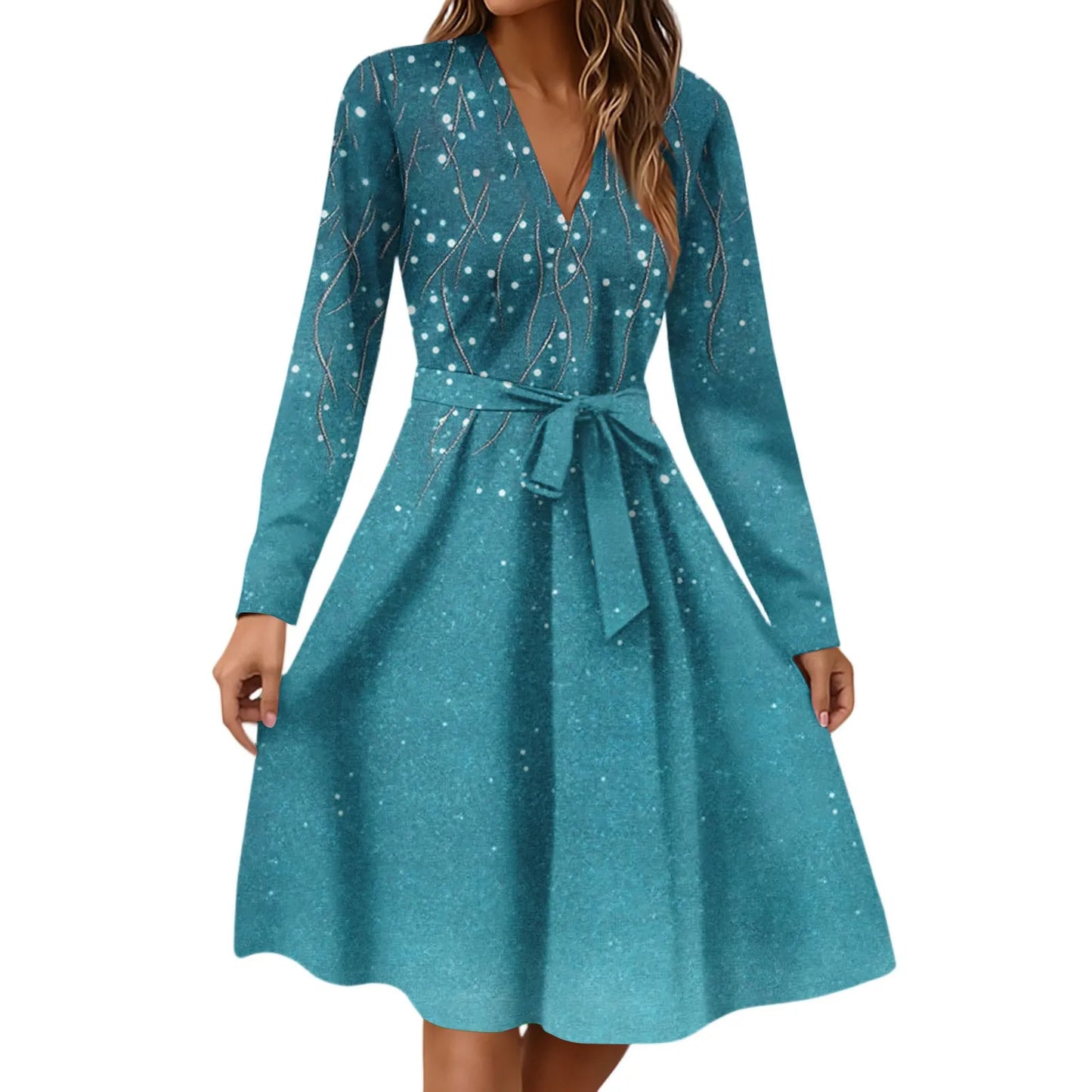BookerBoutique25 Floral Print V Neck Casual Dress Women