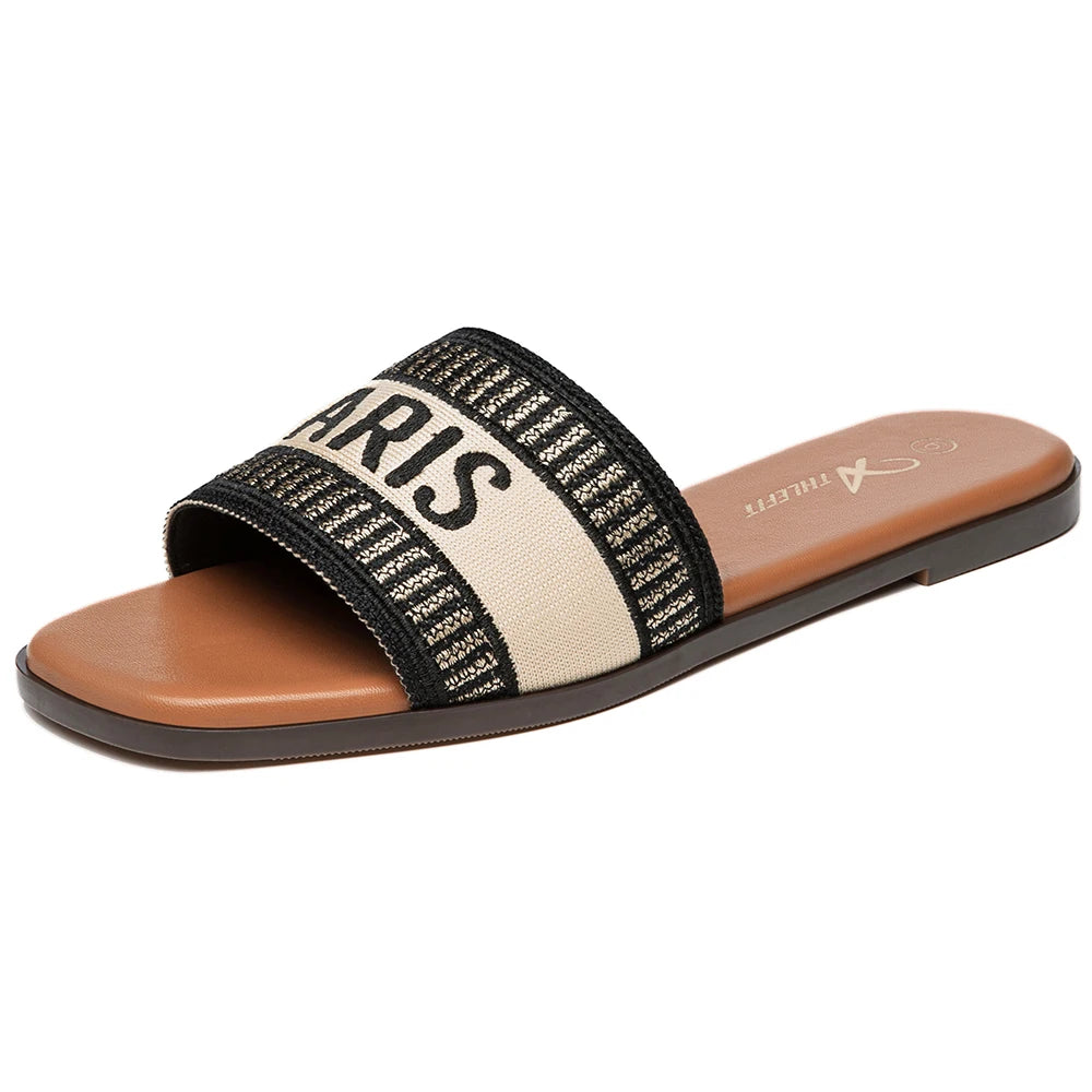 BookerBoutique25 Summer Women Letter Flat Sandals Slip On