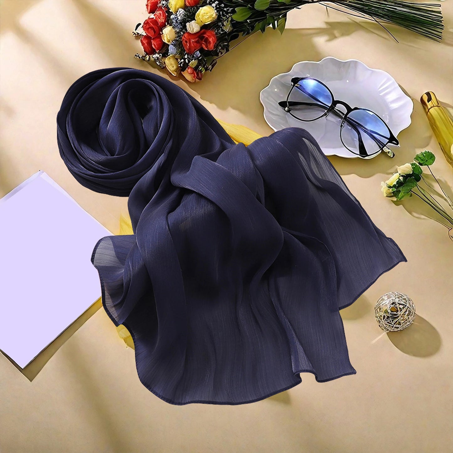 BookerBoutique25 Elegant Satin Headscarf Floral Print Hijab