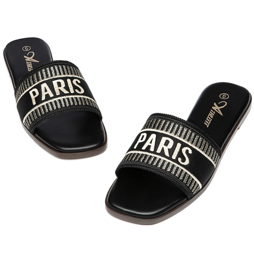BookerBoutique25 Summer Women Letter Flat Sandals Slip On