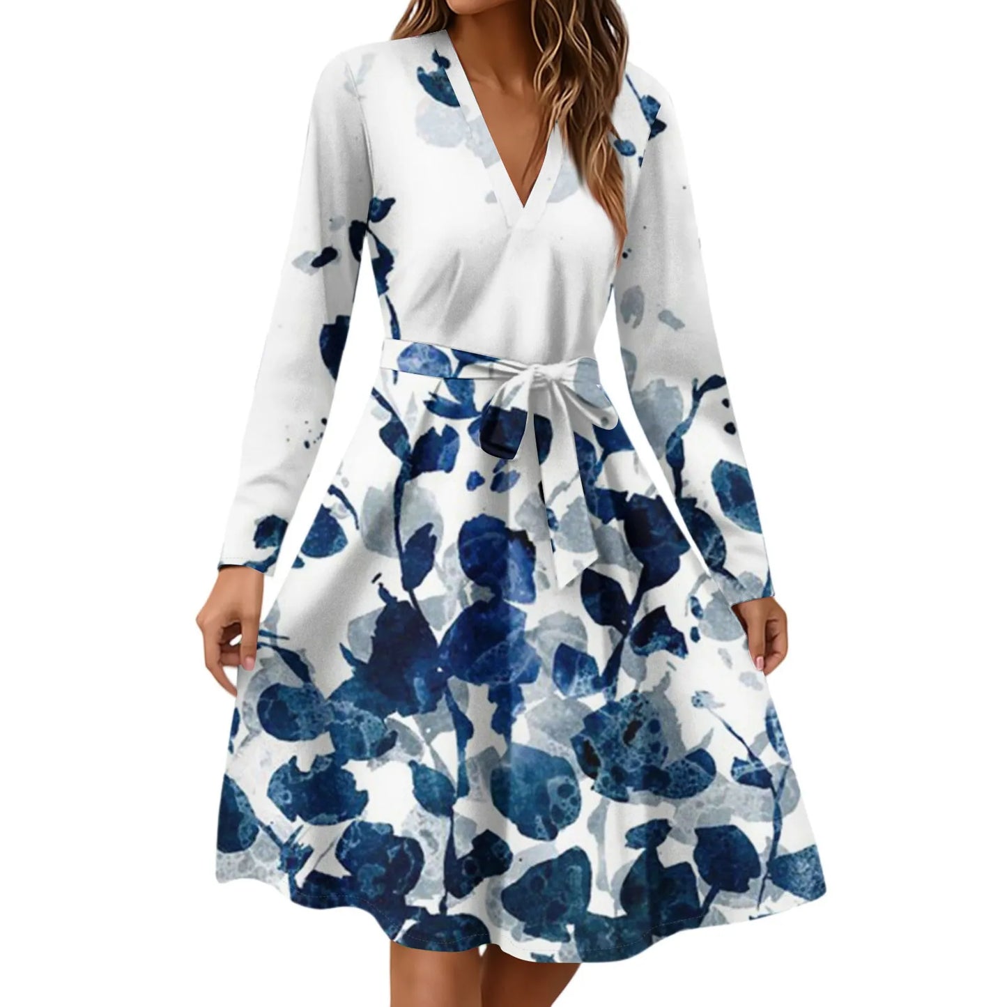 BookerBoutique25 Floral Print V Neck Casual Dress Women