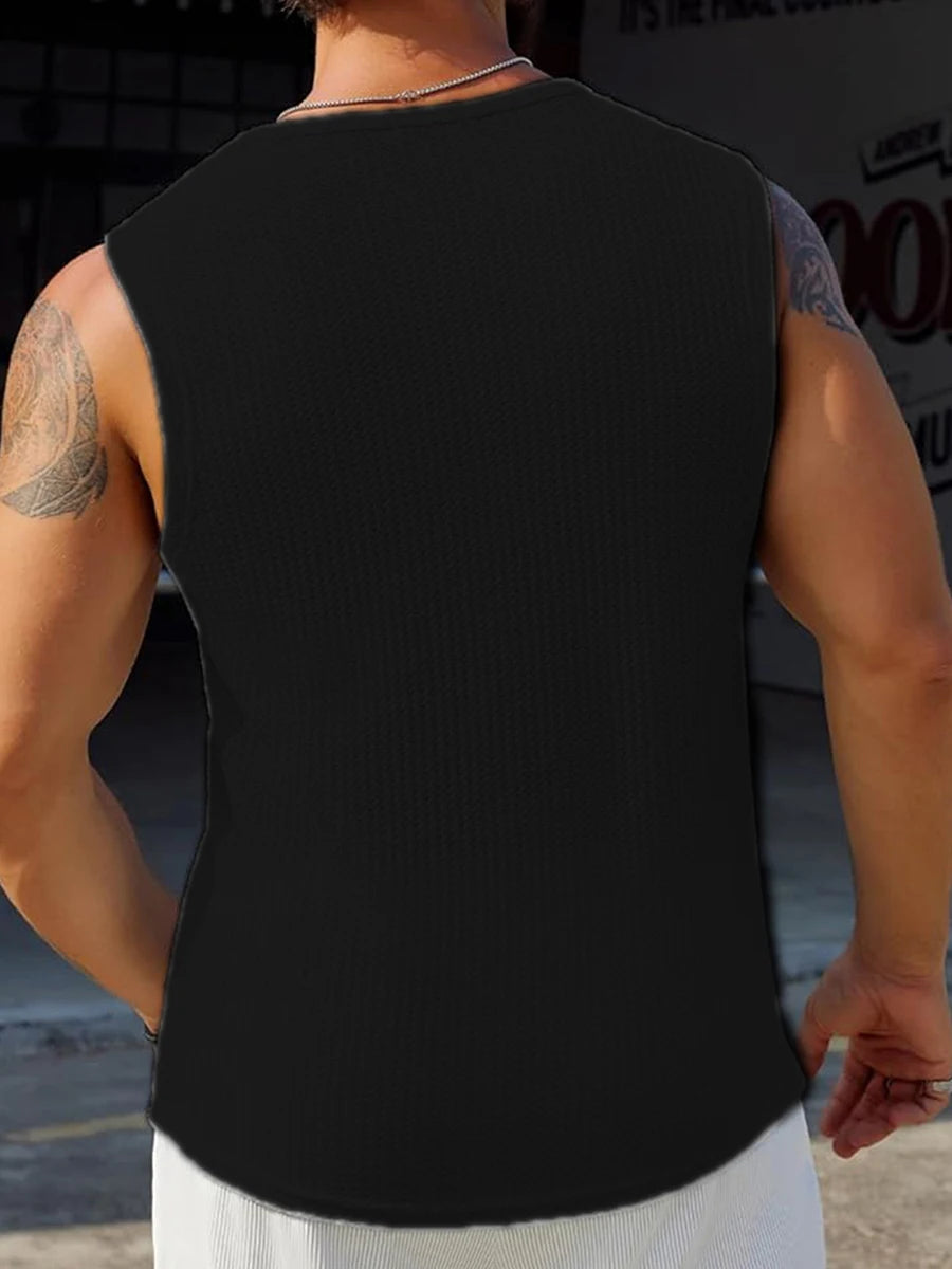 Men's Ribbed Knit Tank Tops Solid Color Sleeveless T Shirts for Casual Wear Workout and Bodybuilding Streetwear Style