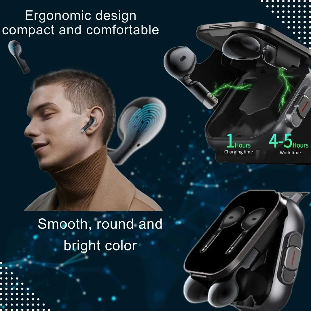 BookerBoutique25 2 In 1 Smartwatch With Earbuds NFC Calling