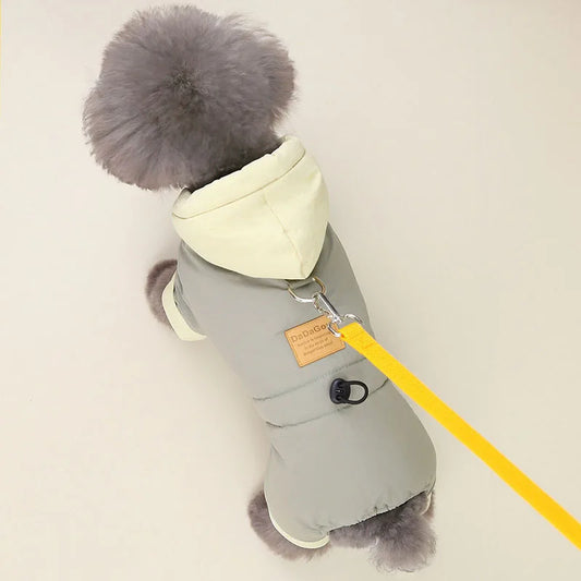 Winter Dog Clothing Hoodie All-in-One Machine Harness Warm