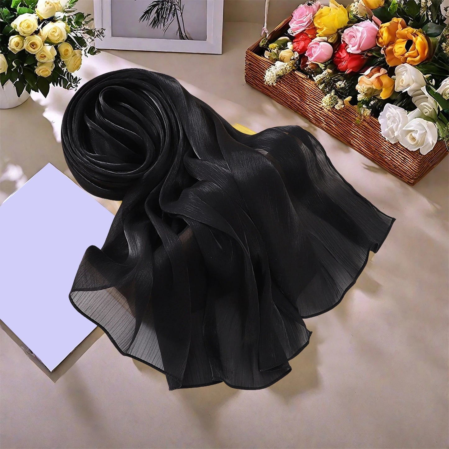 BookerBoutique25 Elegant Satin Headscarf Floral Print Hijab