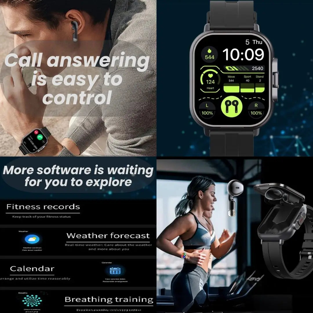 BookerBoutique25 2 In 1 Smartwatch With Earbuds NFC Calling