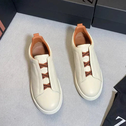 Luxury Suede Leather Low Cut Sneakers for Men
