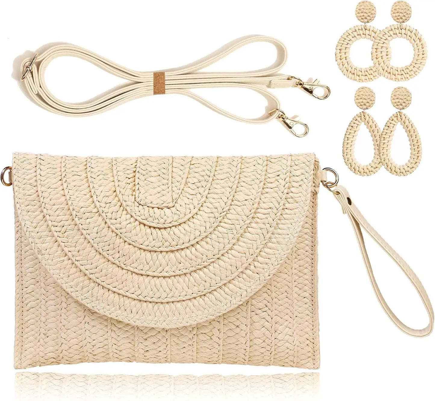 Straw Clutch Handbag – Woven Envelope Bag for Women