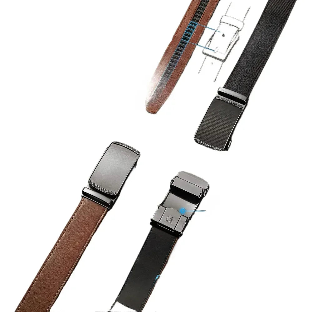 Mens Ratchet Belt Leather 1 3/8 for Dress Pant Micro Adjustable