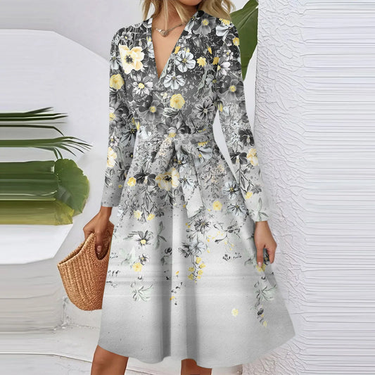 BookerBoutique25 Floral Print V Neck Casual Dress Women