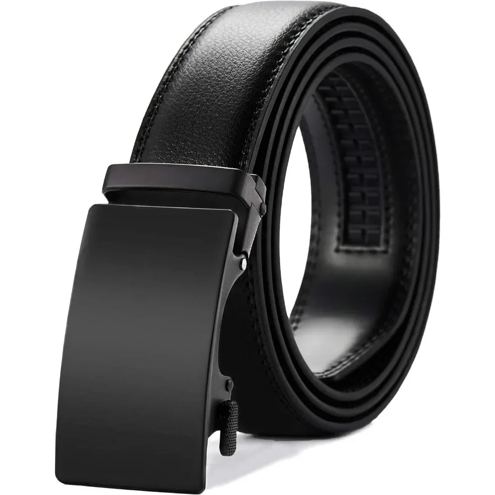 Mens Ratchet Belt Leather 1 3/8 for Dress Pant Micro Adjustable