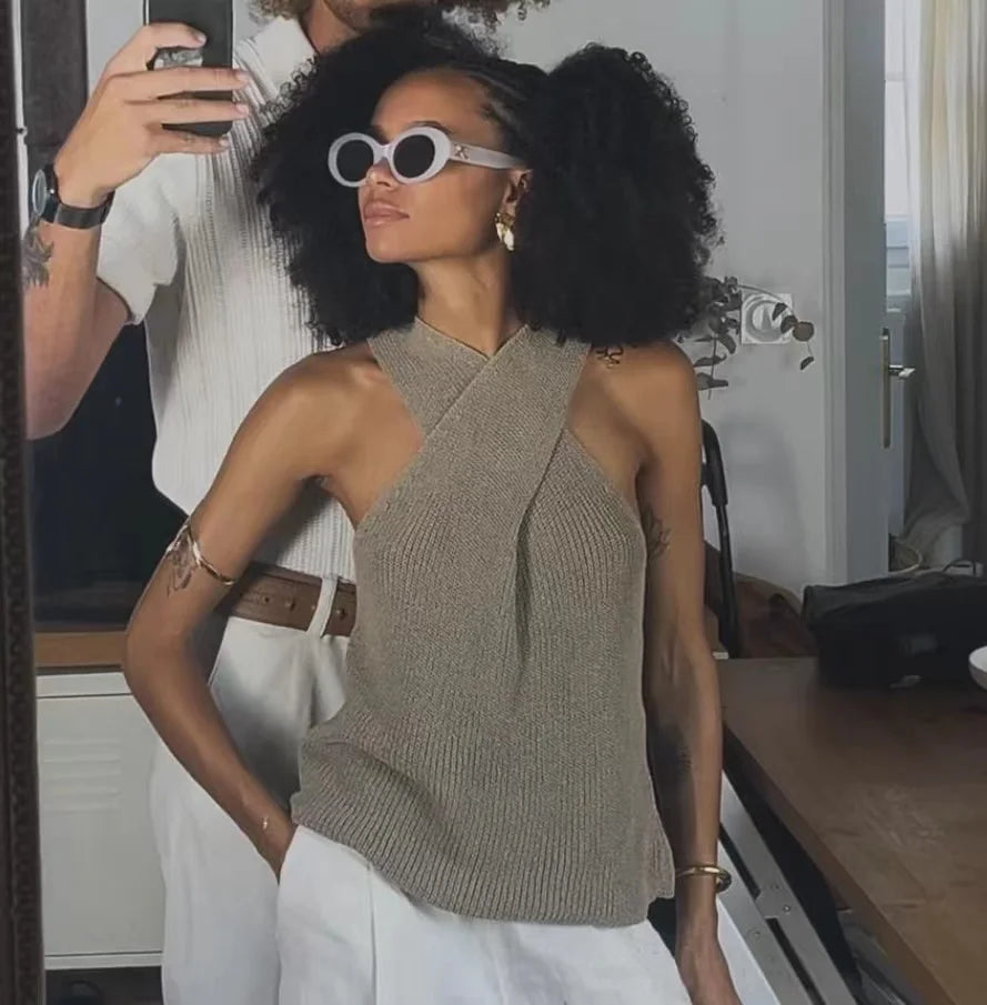 BookerBoutique25 Womens Casual V Neck Tank Top Knit