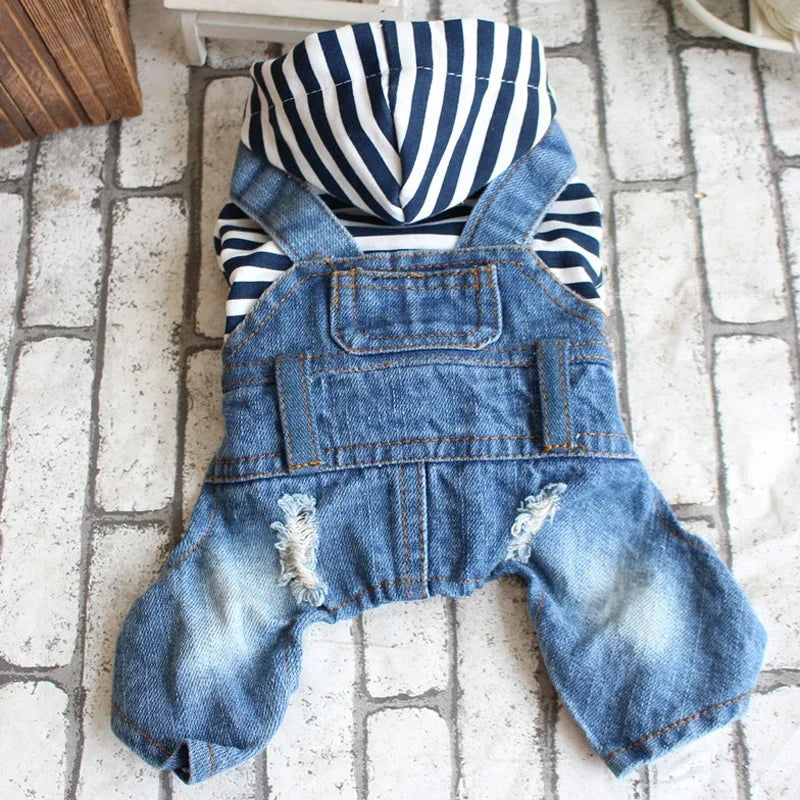 BookerBoutique25 Pet Denim Jumpsuit For Dogs Hoodies Jacket