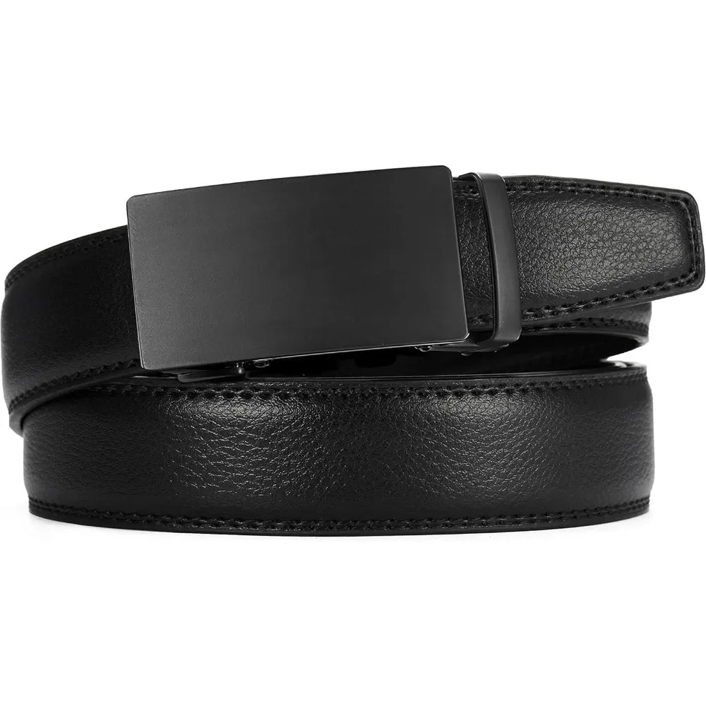 Mens Ratchet Belt Leather 1 3/8 for Dress Pant Micro Adjustable