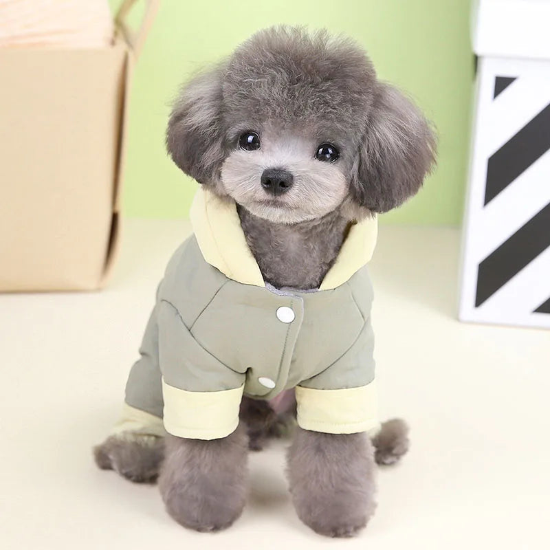 Winter Dog Clothing Hoodie All-in-One Machine Harness Warm