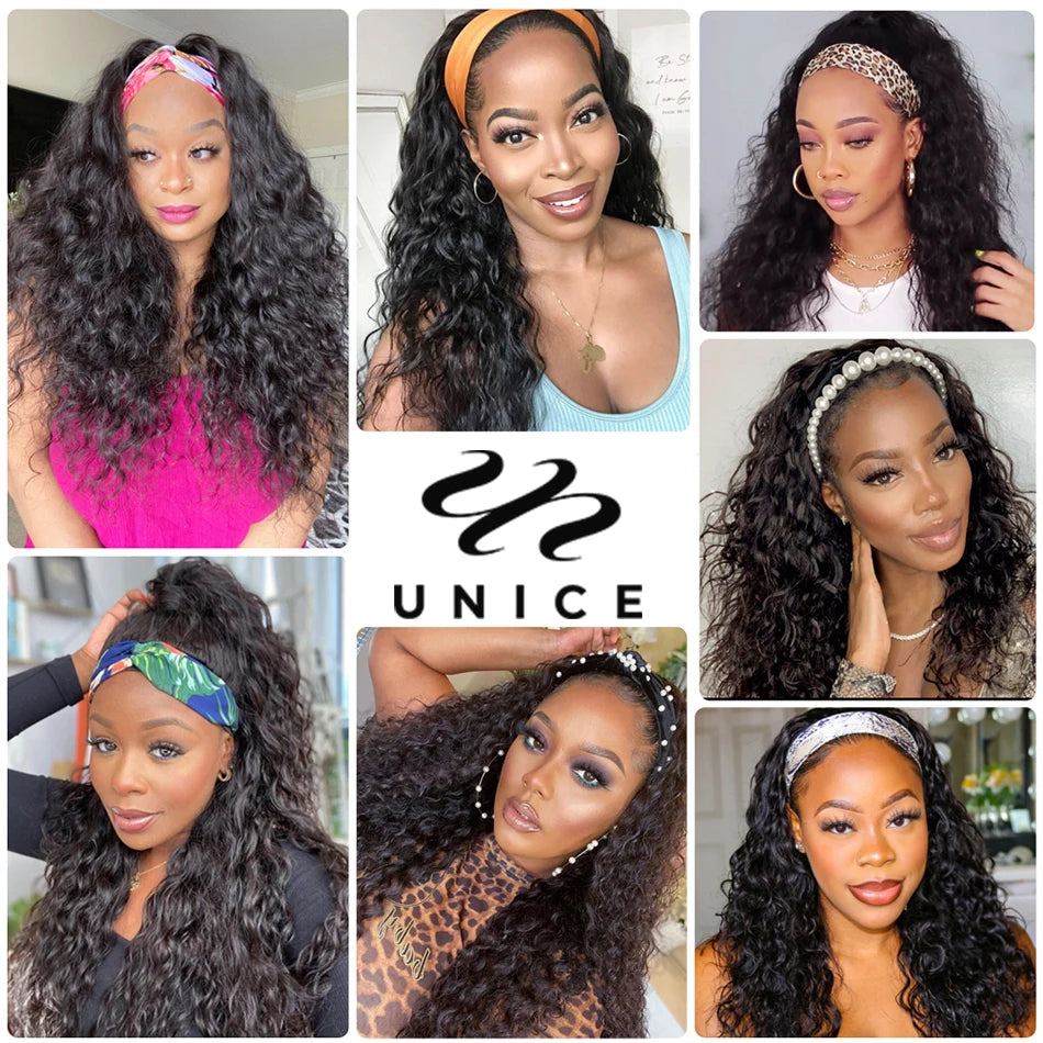 Unice Hair Headband Wig Water Wave Human Hair For Women