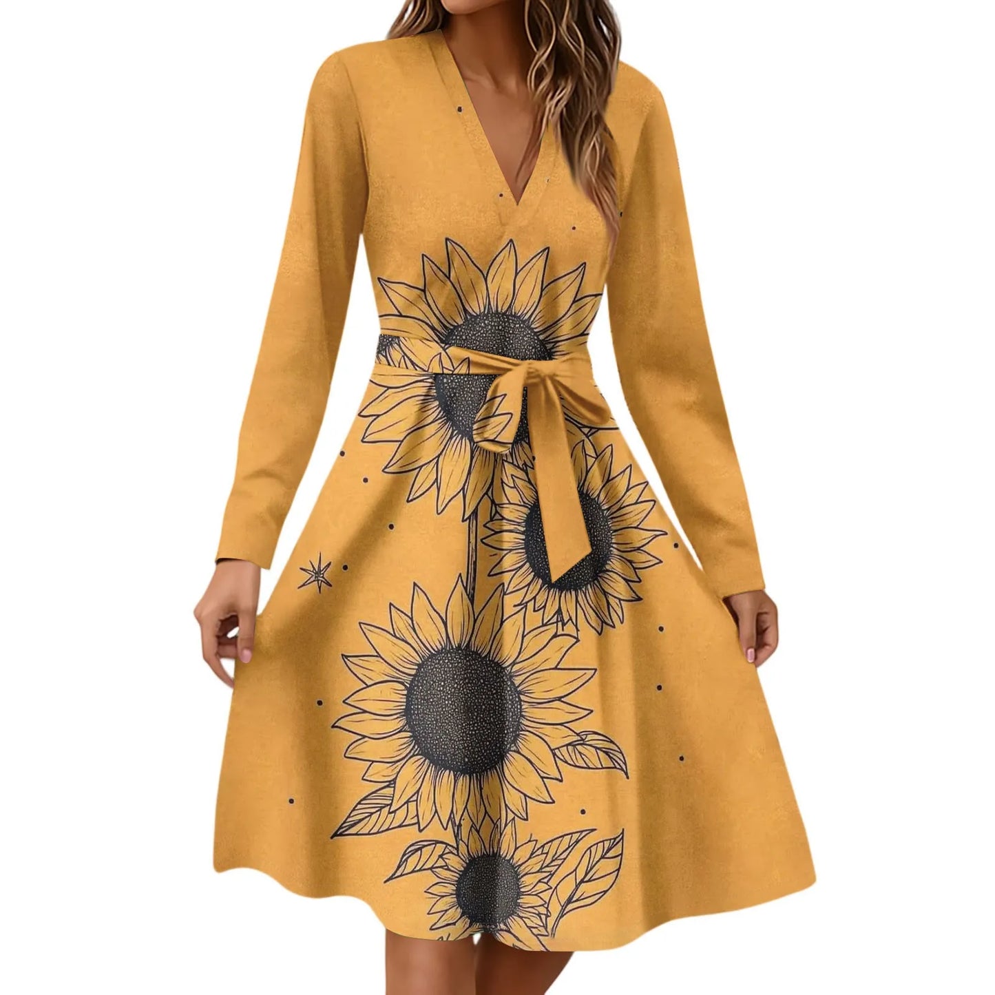 BookerBoutique25 Floral Print V Neck Casual Dress Women