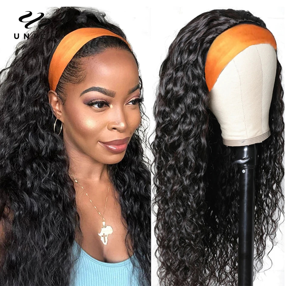 Unice Hair Headband Wig Water Wave Human Hair For Women