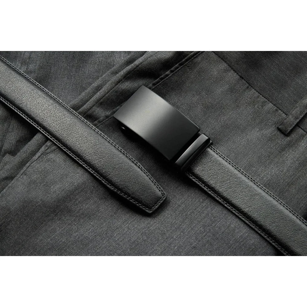 Mens Ratchet Belt Leather 1 3/8 for Dress Pant Micro Adjustable