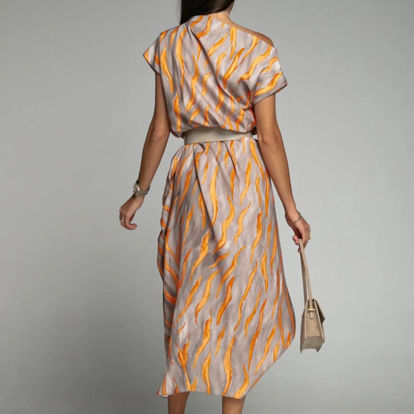 Elegant Printed A-Line Dress For Women Trendy Summer Style