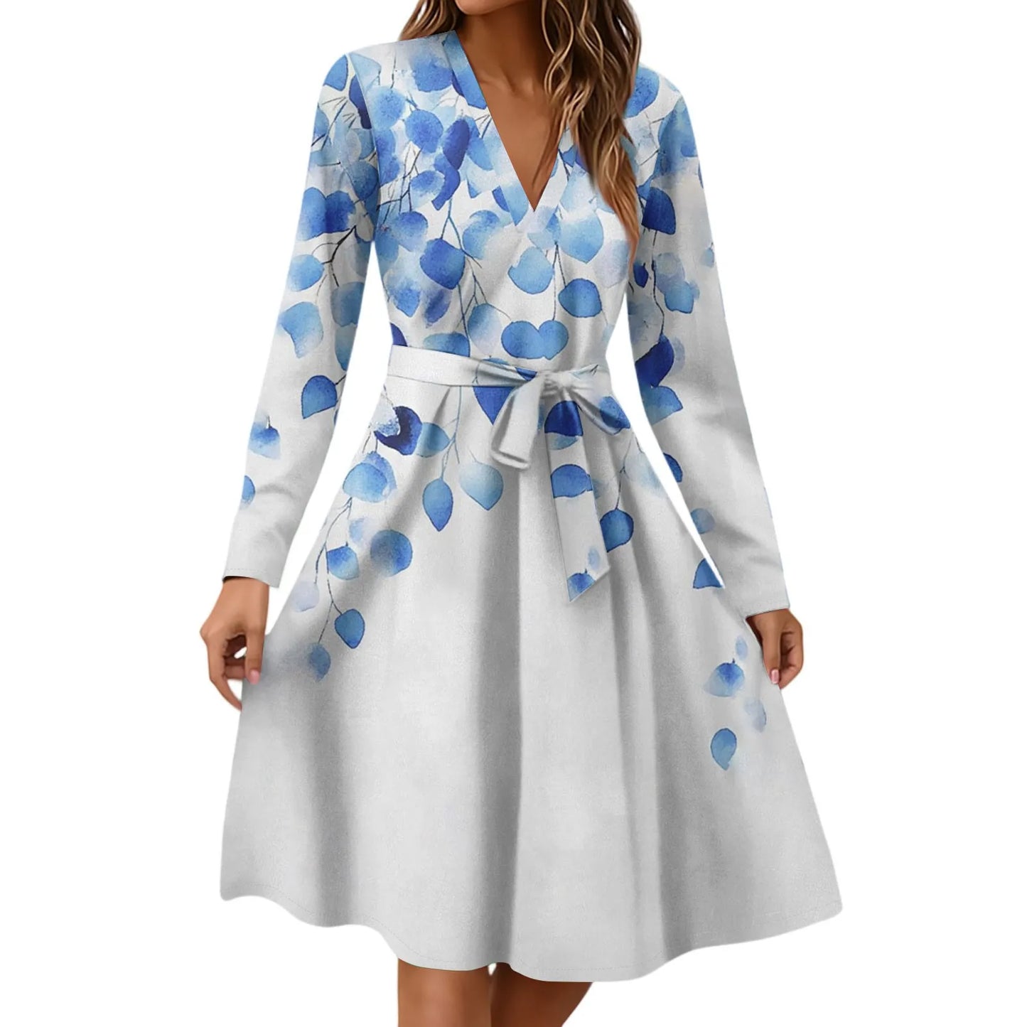 BookerBoutique25 Floral Print V Neck Casual Dress Women