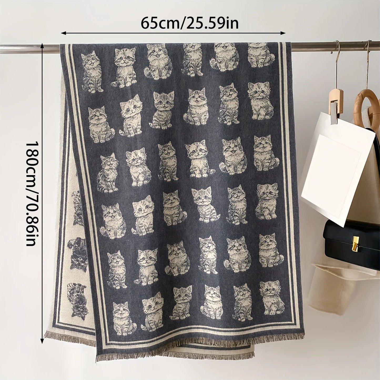 Women's Fall Winter Scarf with Vintage Butterfly Design