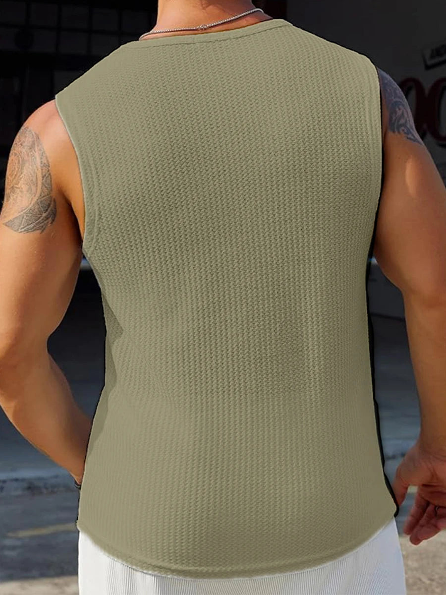 Men's Ribbed Knit Tank Top for Casual Workout Style