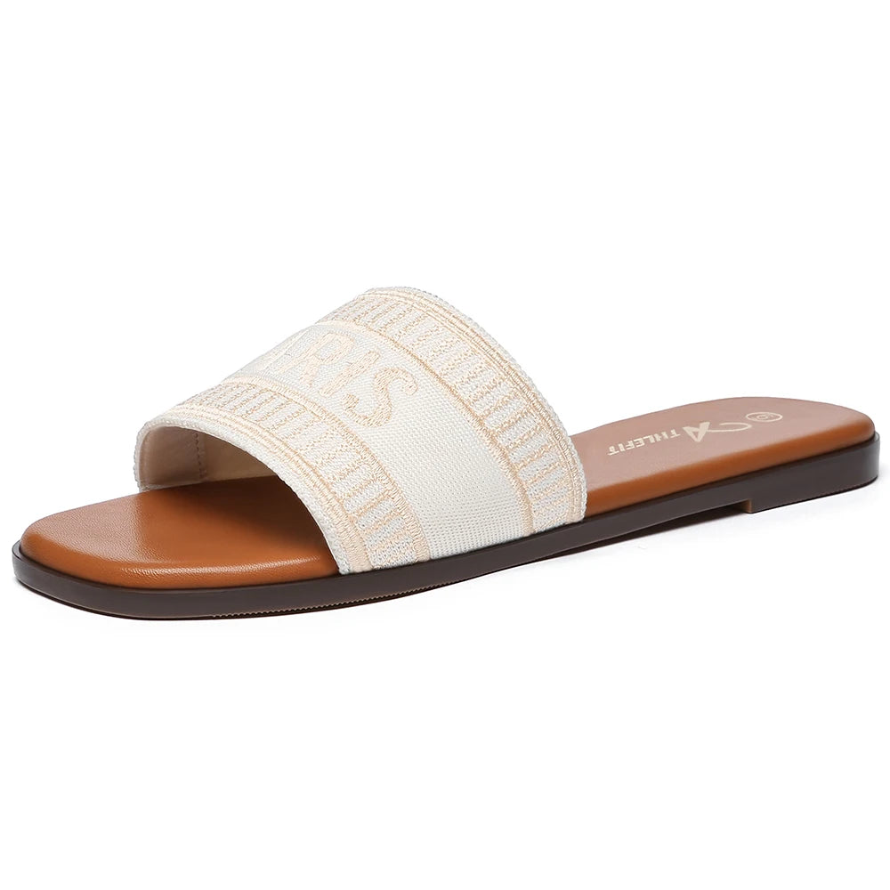 BookerBoutique25 Summer Women Letter Flat Sandals Slip On