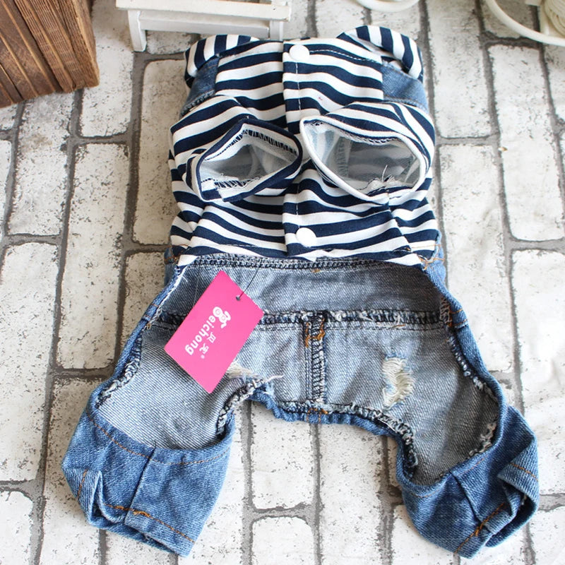 BookerBoutique25 Pet Denim Jumpsuit For Dogs Hoodies Jacket
