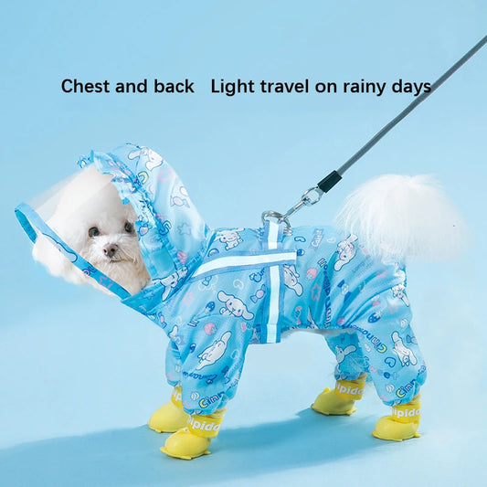 Cinnamoroll Pet Raincoat Waterproof Hood Rain Jacket for Dogs